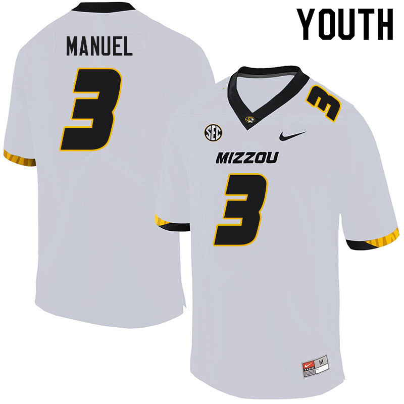 Youth #3 Martez Manuel Missouri Tigers College Football Jerseys Sale-White